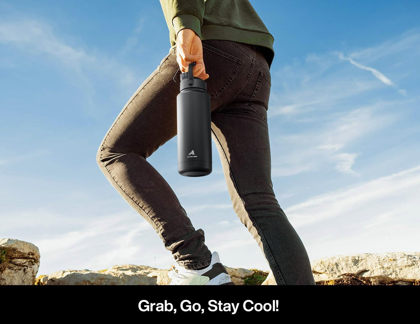 40 oz Insulated Water Bottle with 2-in-1 Straw and Spout Lid, Keep Cold 24H, Leak-Proof, BPA-Free, Double Wall Stainless Steel Water Bottle for Sports, Gym, Travel, and School (Dark Knight)