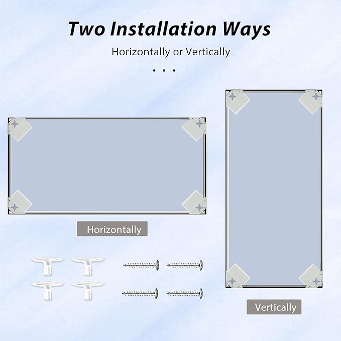 60x36 Inch Black Bathroom Mirror for Wall, Aluminum Frame Rectangle Rectangular Vanity Mirror, Modern Large for Bedroom, Living Room, Horizontal or Vertical