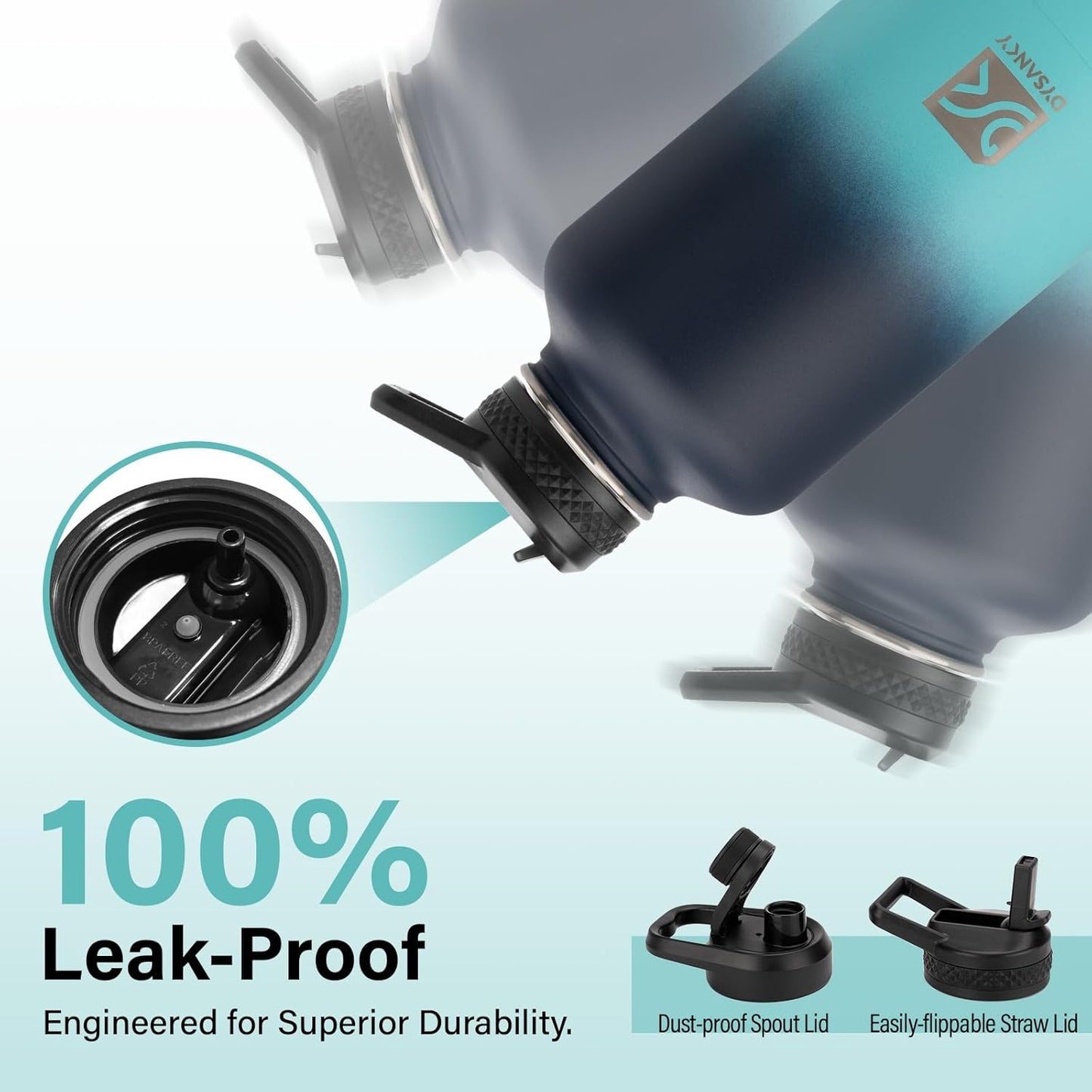 Insulated Water Bottle | Thickened Stainless Steel Vacuum Metal | Portable Sports Half Gallon Large Water Jug for Gym and Hiking with Straw, Carrier Bag, Handle Strap | BPA-Free 64 oz