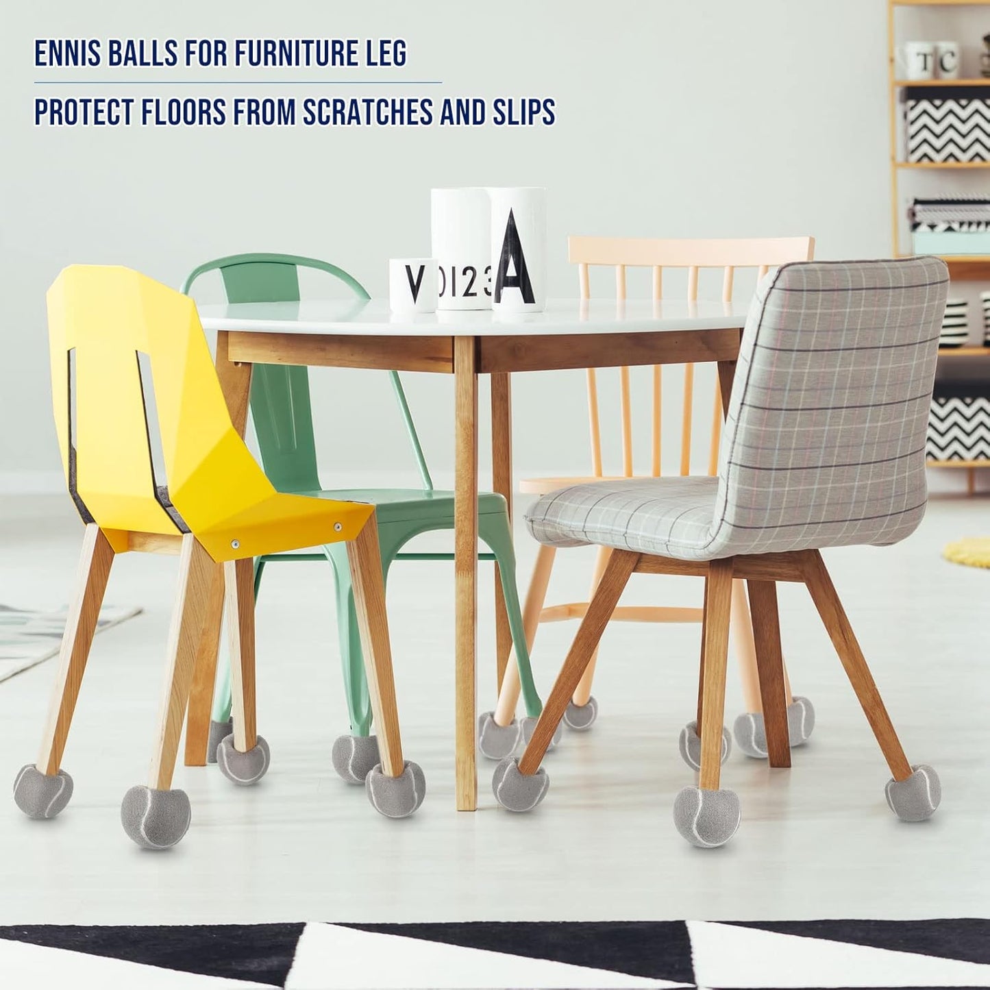 Macarrie 40 Pieces Precut Tennis Balls for Chairs Tennis Ball Chairs Foot Covers for Furniture Leg Classroom Floor Protection Chair Desk Legs Coverings(Gray)