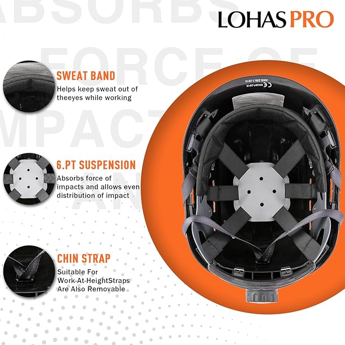 LOHASPRO Arborist Forestry Helmet Safety Hard Hat with Visor and Ear Muffs Carbon Fiber Hard Hat for Logging Chainsaw Helmet Mowing(Black Graphite Pattern with Smoked Visor+Earmuffs)