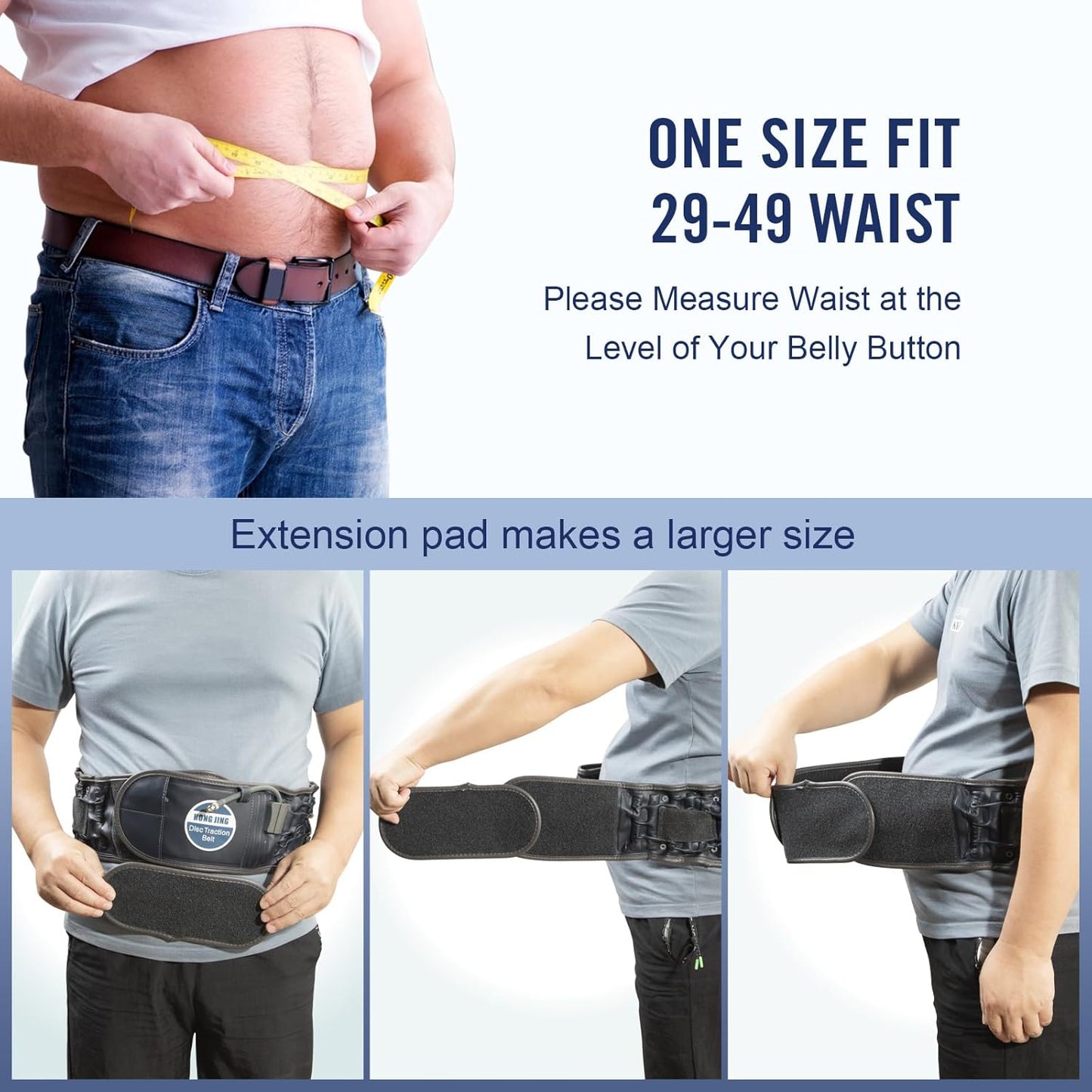 HONGJING Electric Pump Decompression Belt for Lower Back Pain Relief, Inflatable Back Reliever Lumbar Support Brace, One Size Fits 29-49 Waist