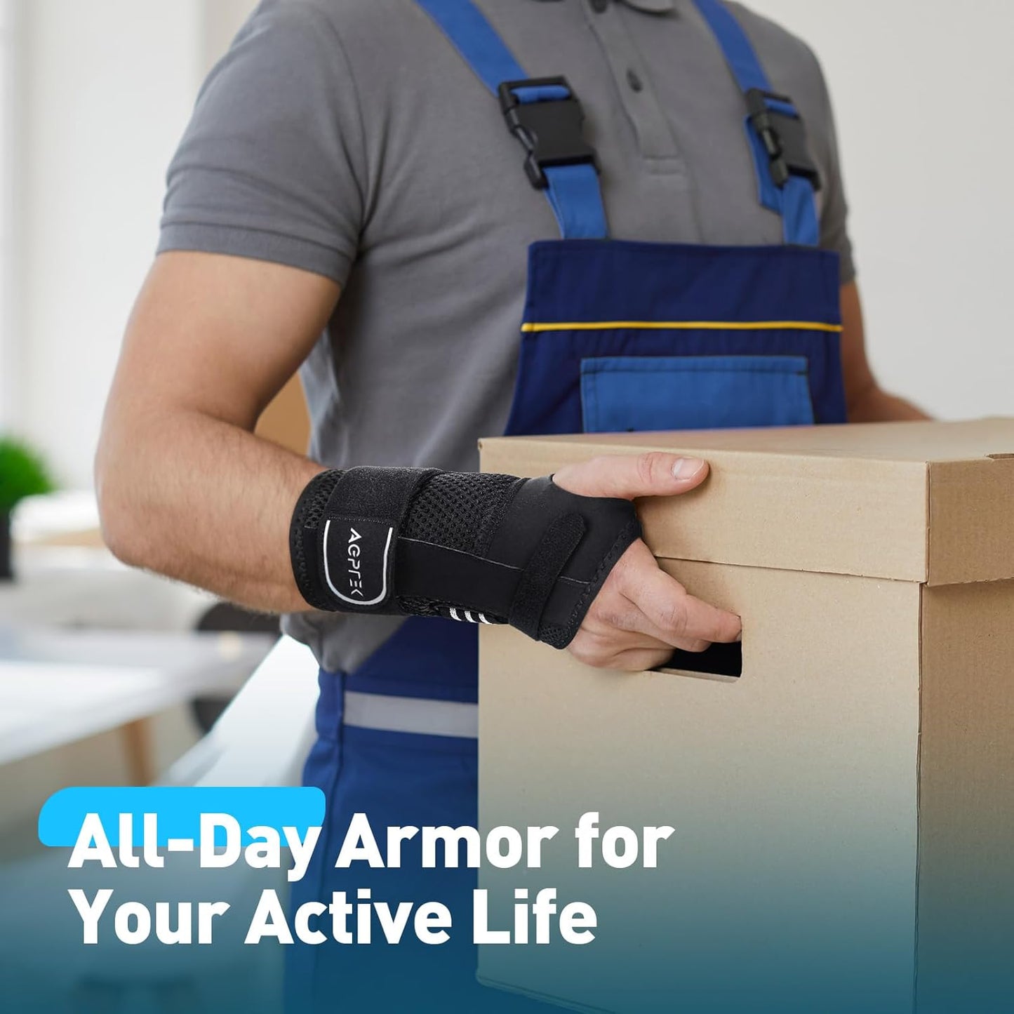 AGPTEK Carpal Tunnel Wrist Brace for Men Women, Night Sleeping Wrist Support with 2 Splints, Pain Relief Hand Brace for Arthritis Sprains Tendonitis, Adjustable Wrist Splint for Left Hand (S/M, Black & White )