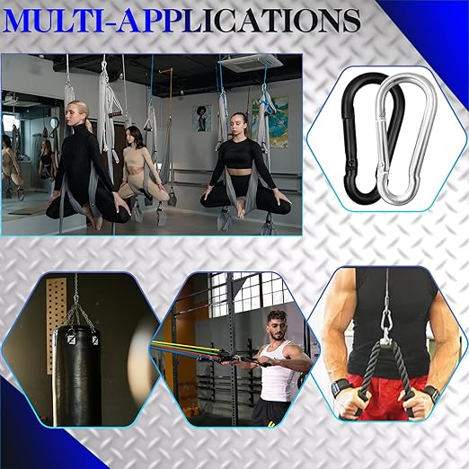 200Pcs 2.36" Heavy Duty Snap Hook Carabiners - M6 Galvanized Steel Quick Links for Keys, Hammocks, Swings, Outdoor Gear - Camping, Hiking, Fishing (Sliver)