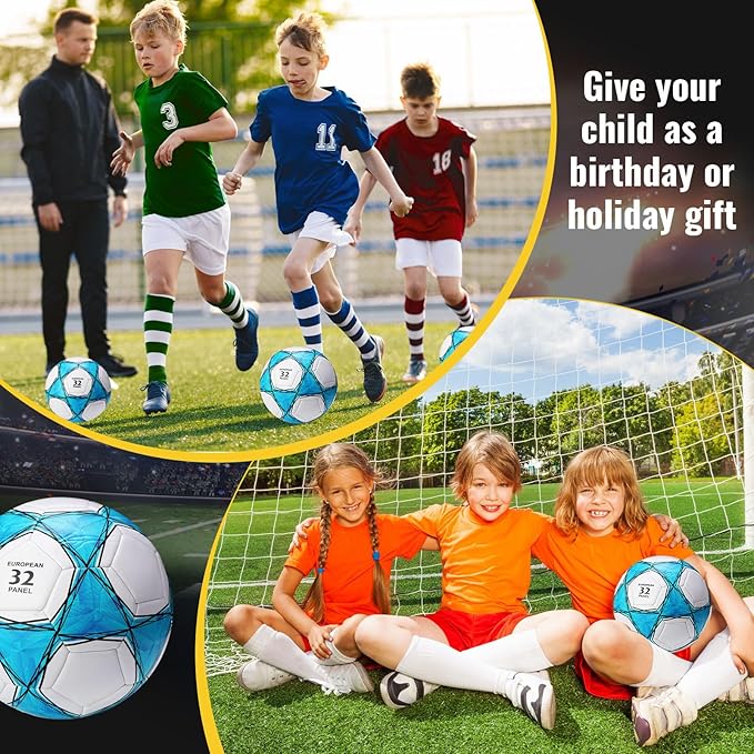 Jerify 4 Pcs Sport Balls Set Official Size Athletic Balls Include Soccer, Football, Basketball, Volleyball for Indoor Outdoor Game Teens Youth Adult Operation Christmas Ball Gifts