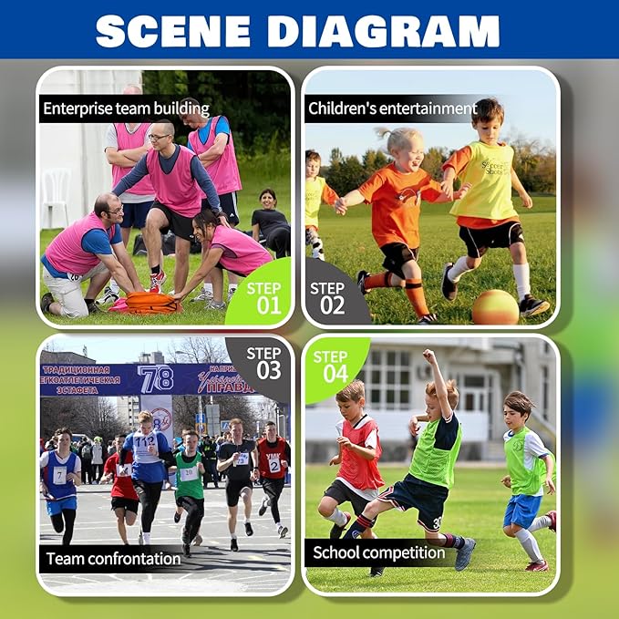 12/24/48PCS Pinnies Youth Team Pennies for Sports Kids and Scrimmage Vests for Soccer Basketball Jersey Practice