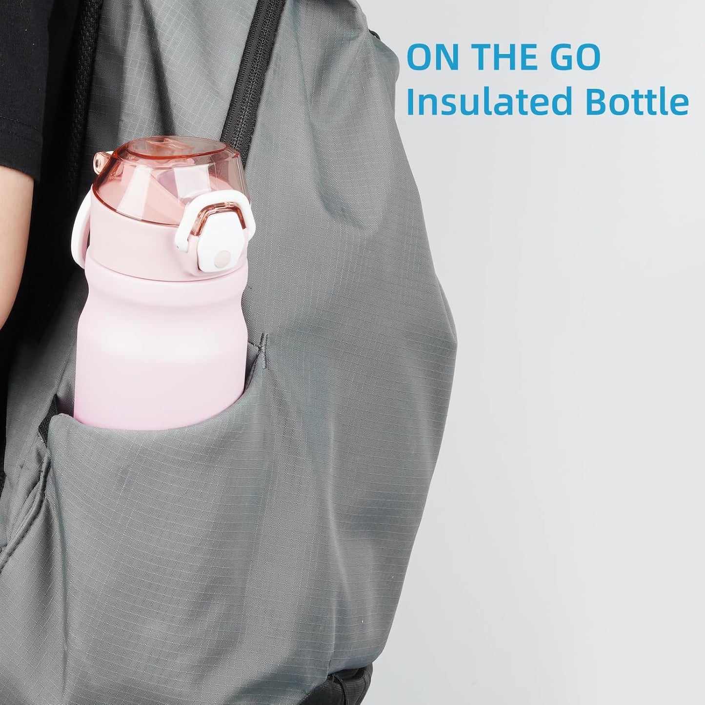 Insulated Water Bottle with Straw and Carry Loop,18 oz Stainless Steel Double Wall Vaccum Metal Water Flask with Leak-proof Lid,Cherry