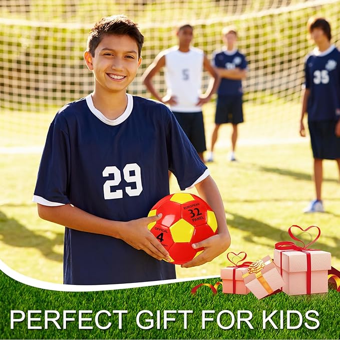 HyDren 6 Pcs Soccer Ball with Pump Colorful Official Soccer Ball for Kids Youth Adult Indoor Outdoor Soft Sport Gift for Training Practice Game