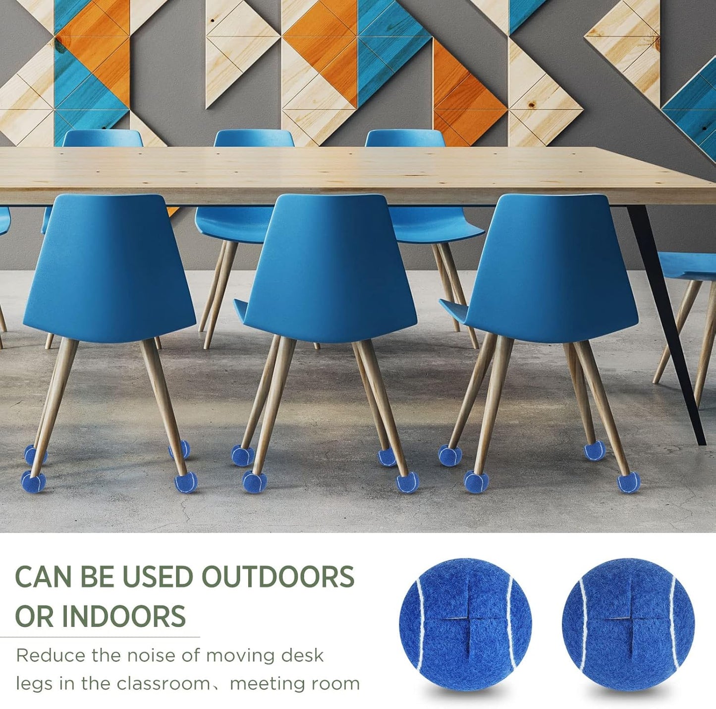 Macarrie 24 Pcs Precut Tennis Balls for Furniture Legs and Floor Protection Chairs Desks Furniture Tennis Balls for Chairs Feet Long Lasting Foot Covers(Blue)