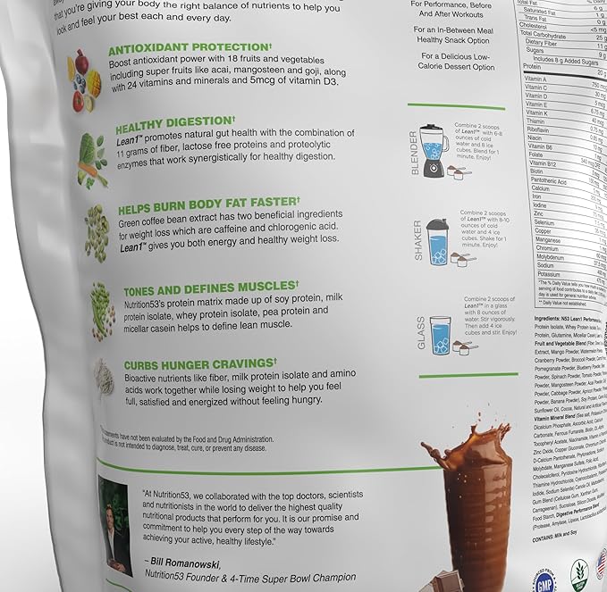 Lean1 Chocolate 5 Pound (37 Servings), Fat Burning Meal Replacement