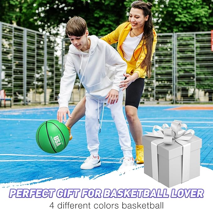 Libima 4 Pcs Rubber Basketball with Pump Official Size Indoor Outdoor Basketball Game Practice Training Kid Teen Women Men Streetbball Sport Gift Back to School