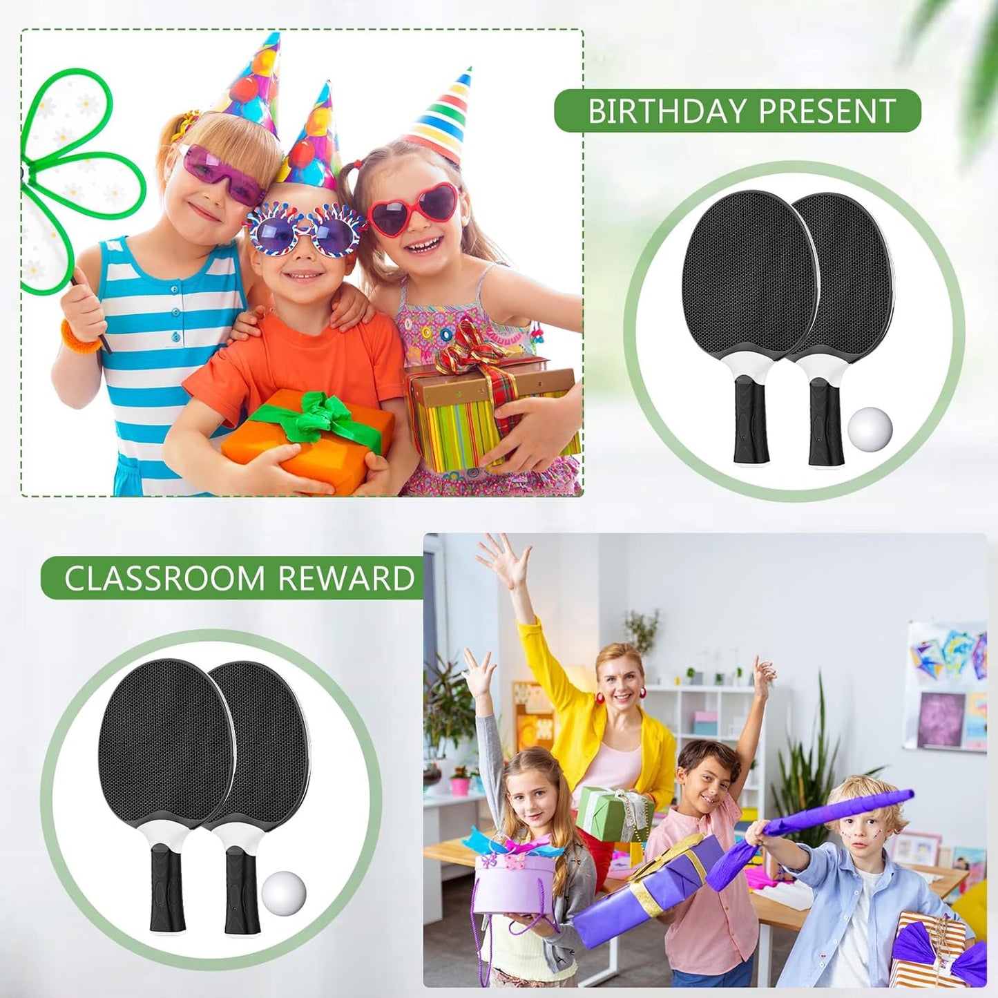 Junkin 8 Pieces Table Tennis Paddles Kit Professional Rackets Set Portable Composite Rubber Table Tennis Racquets with 8 Balls for Indoor and Outdoor