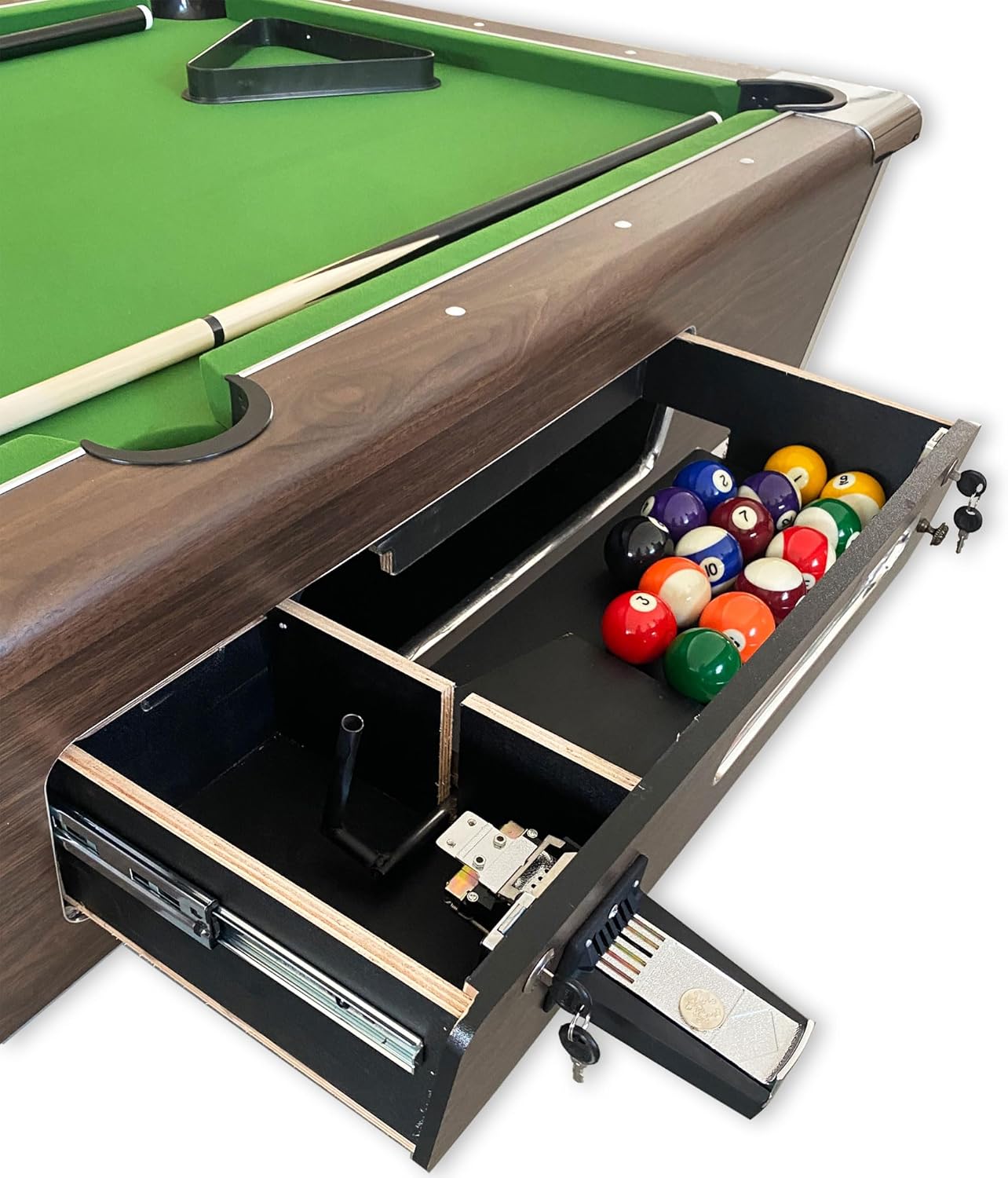 7ft Pool Table Coin Operated Billiard Table Green Felt - Competition