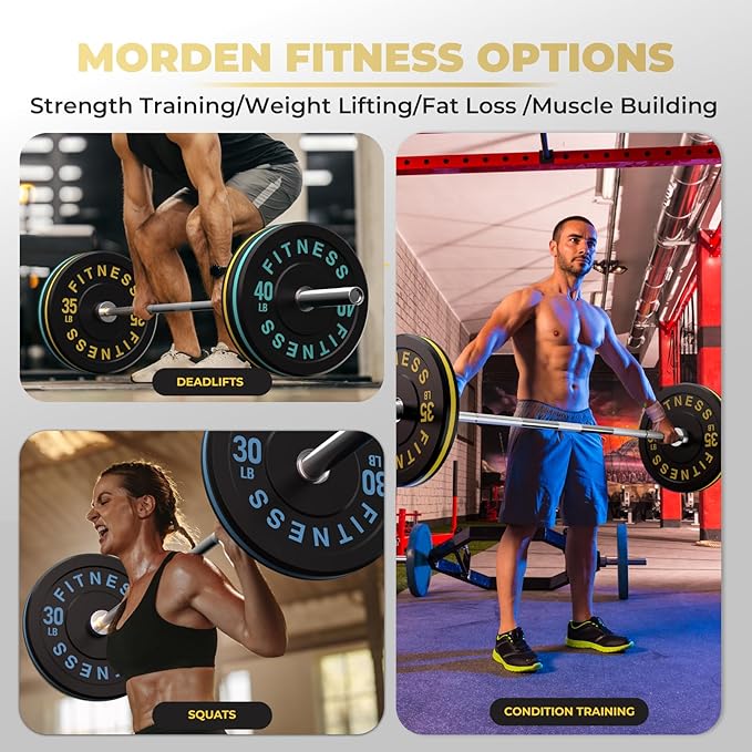 2 Inch Bumper Plates,10-500lbs,Barbell Rubber Olympic Weight Plates Set for Home Gym, Strength Training & Weight Lifting, Multiple Options Colors