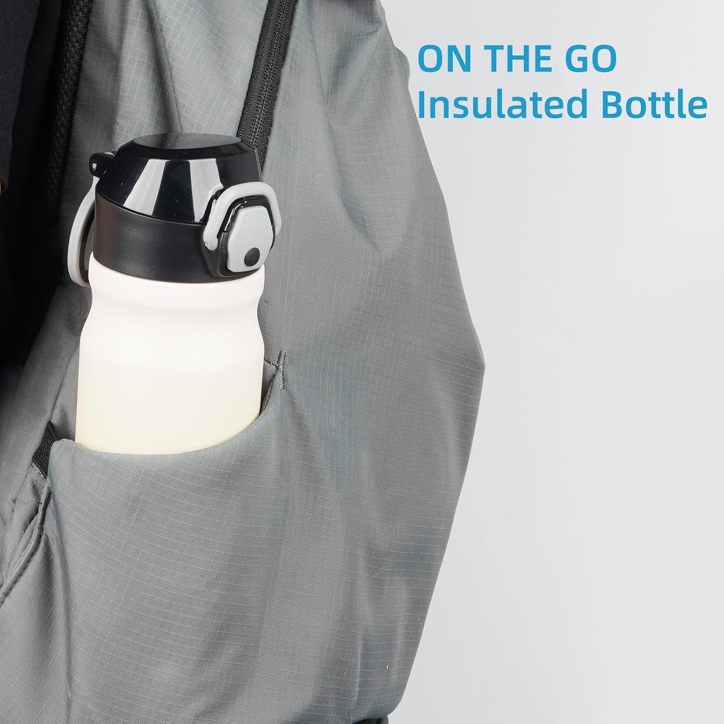 Insulated Water Bottle with Straw and Carry Loop,18 oz Stainless Steel Double Wall Vaccum Metal Water Flask with Leak-proof Lid,Lemon