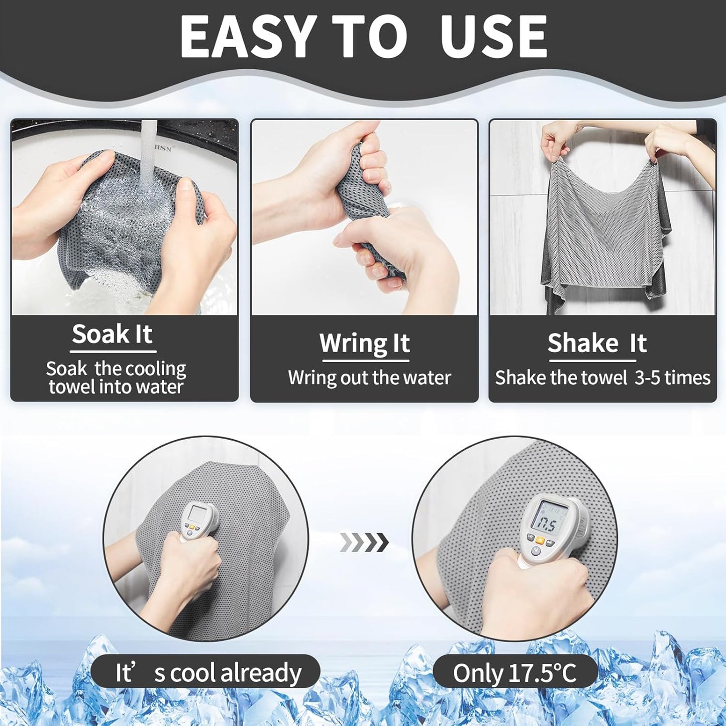 Honoson Cooling Towel Bulk - Neck & Face Cool Chilly Towels Microfiber Breathable Sport Sweat Rag for Gym, Yoga, Travel, Camping, Running, Outdoor