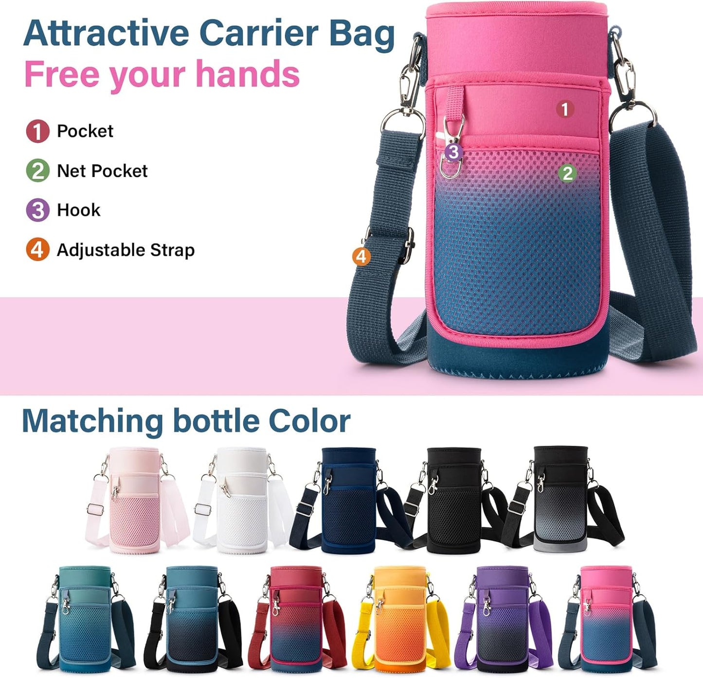 Insulated Water Bottle | Thickened Stainless Steel Vacuum Metal | Portable Sports Water Jug for Gym and Hiking with Straw, Carrier Bag, Handle Strap | BPA-Free 32 oz