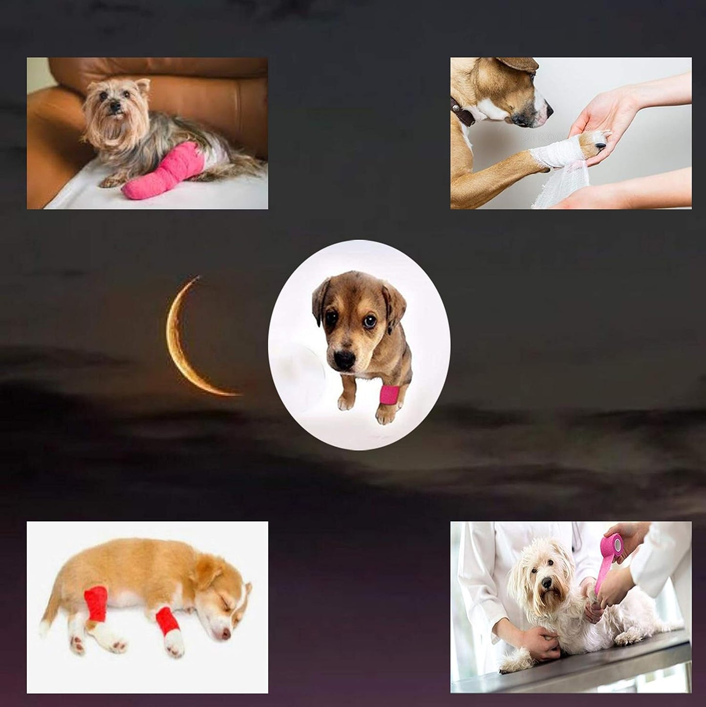 15 Pack Cohesive Wrap 2 Inch x 5 Yards Self Adherent Vet Tape for Pets, Elastic Self Adhesive Bandage Wrap for Sports, Finger, Wrist, Ankle (Red)