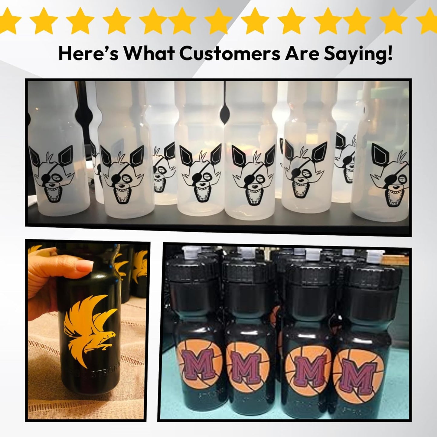 50 Strong Sports Water Bottles – Reusable 22 oz BPA-Free Plastic Bottles with Pull Top Cap – Made in USA – Top Rack Dishwasher Safe – Fits Most Bike Cages Brand