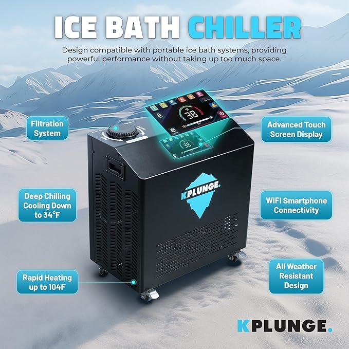 Arctic Fox 39" 1-Person Inflatable Cold Plunge Ice Bath or Hot Tub with 3/4 HP Chiller and Heater, PVC Insulated Lid, Hand Pump, Repair Kit, 88-Gallon Capacity, Indoor/Outdoor Tub β Gray