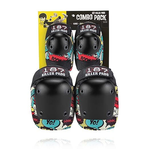 187 KILLER PADS Knee Pads, Elbow Pads Combo Pack, Comic, X-Small/Small