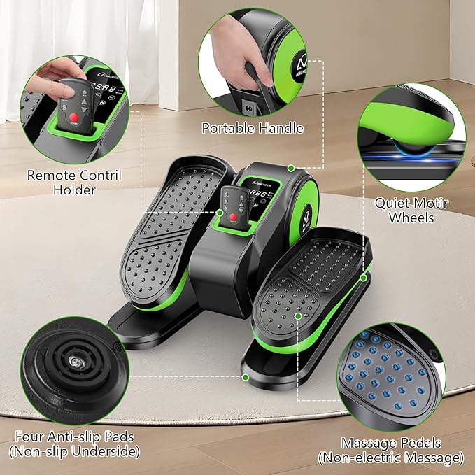 ANCHEER Under Desk Elliptical Machine, Ellipse Leg Exerciser for Seniors with 12 Adjustable Speeds, Quiet & Portable Electric Seated Pedal Exerciser with Remote Control