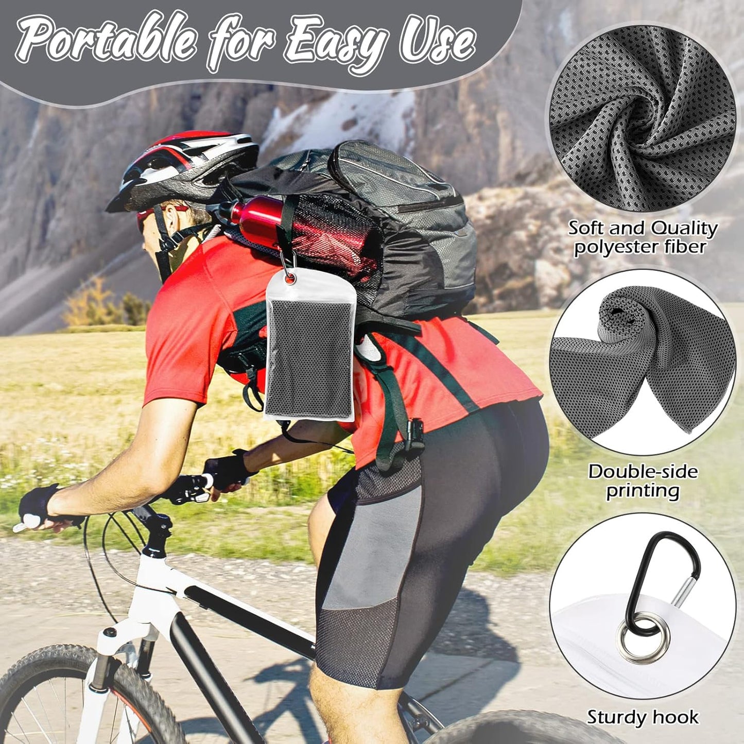 20 Pcs Cooling Towel 40" x 12" Ice Towel for Neck and Face Microfiber Chilly with Bag Breathable Yoga Gym Stay Cool Towels Sweat Rag for Workout Running Camping Pilates Beach Accessories (Dark Gray)