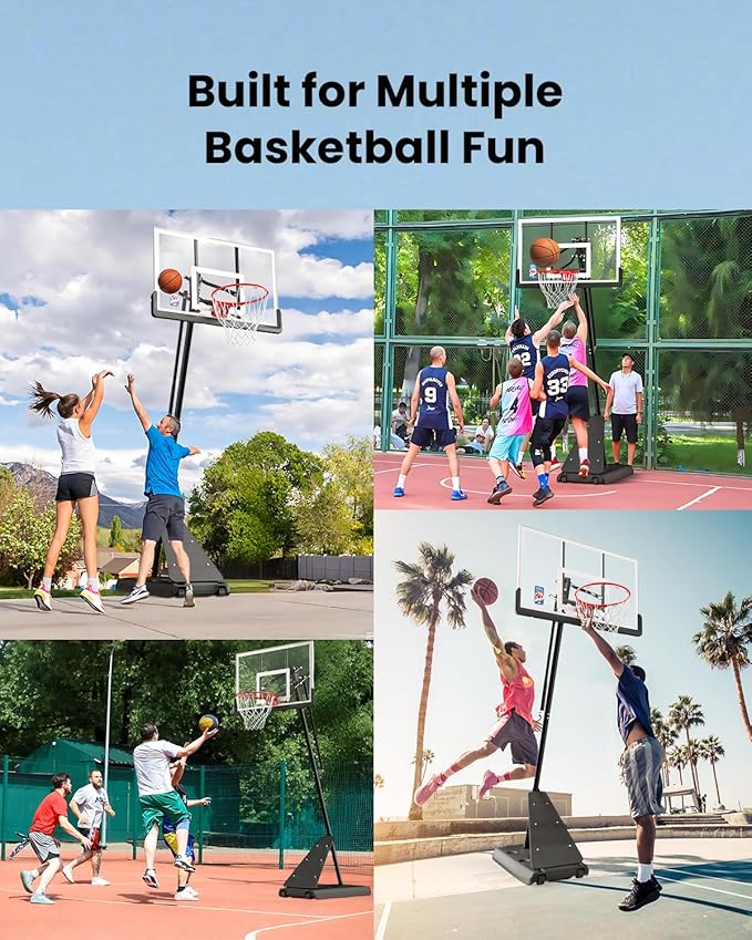 IGL Basketball Hoop Outdoor with 52 Inch Shatterproof Backboard, 10FT Height Portable Basketball Hoop Outdoor, Adjustable Basketball Goal System
