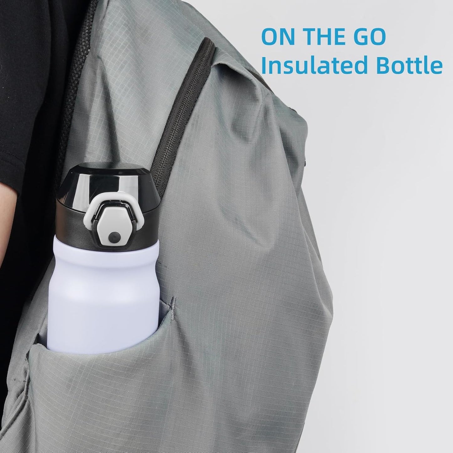 Insulated Water Bottle with Straw and Carry Loop,18 oz Stainless Steel Double Wall Vaccum Metal Water Flask with Leak-proof Lid,Light Purple