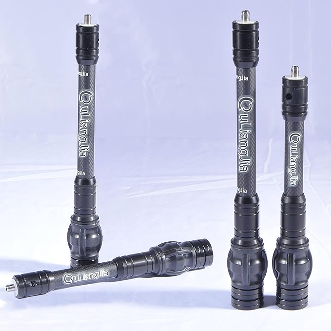 AMEYXGS Bow Stabilizer for Compound Bow, 6" 8" 10" 12" Rod Balance Bar with Damping System and Weights Shock Absorber for Compound Bow Archery Accessory