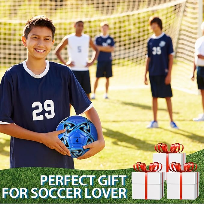 Lenwen 12 Pcs Soccer Balls with Pump Bulk Official Size 5 4 3 Kids Teen Adult Indoor Outdoor Sports Soccer Ball Toddler Youth Gift for Training Game Practice Christmas Operation