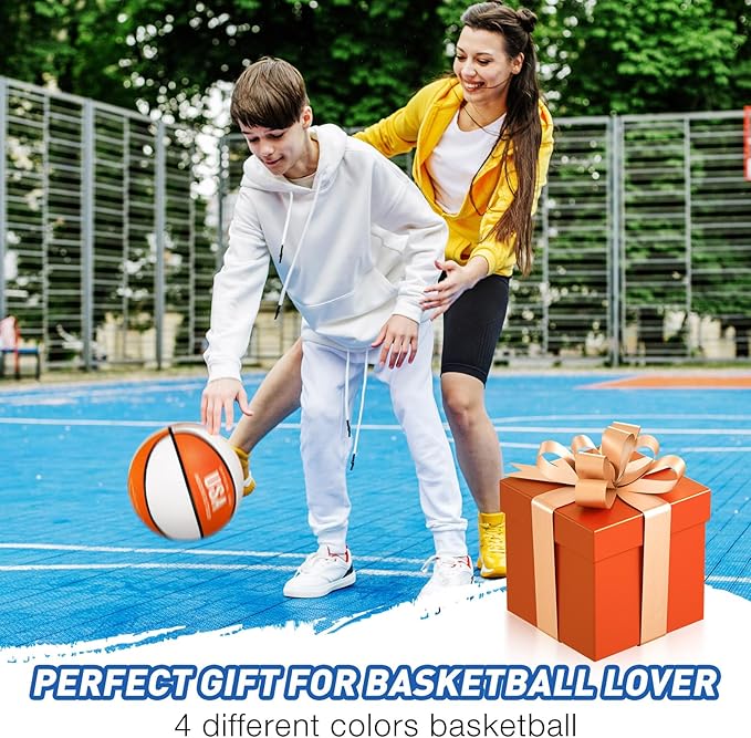 Libima 4 Pcs Rubber Basketball with Pump Official Size Indoor Outdoor Basketball Game Practice Training Kid Teen Women Men Streetbball Sport Gift Back to School