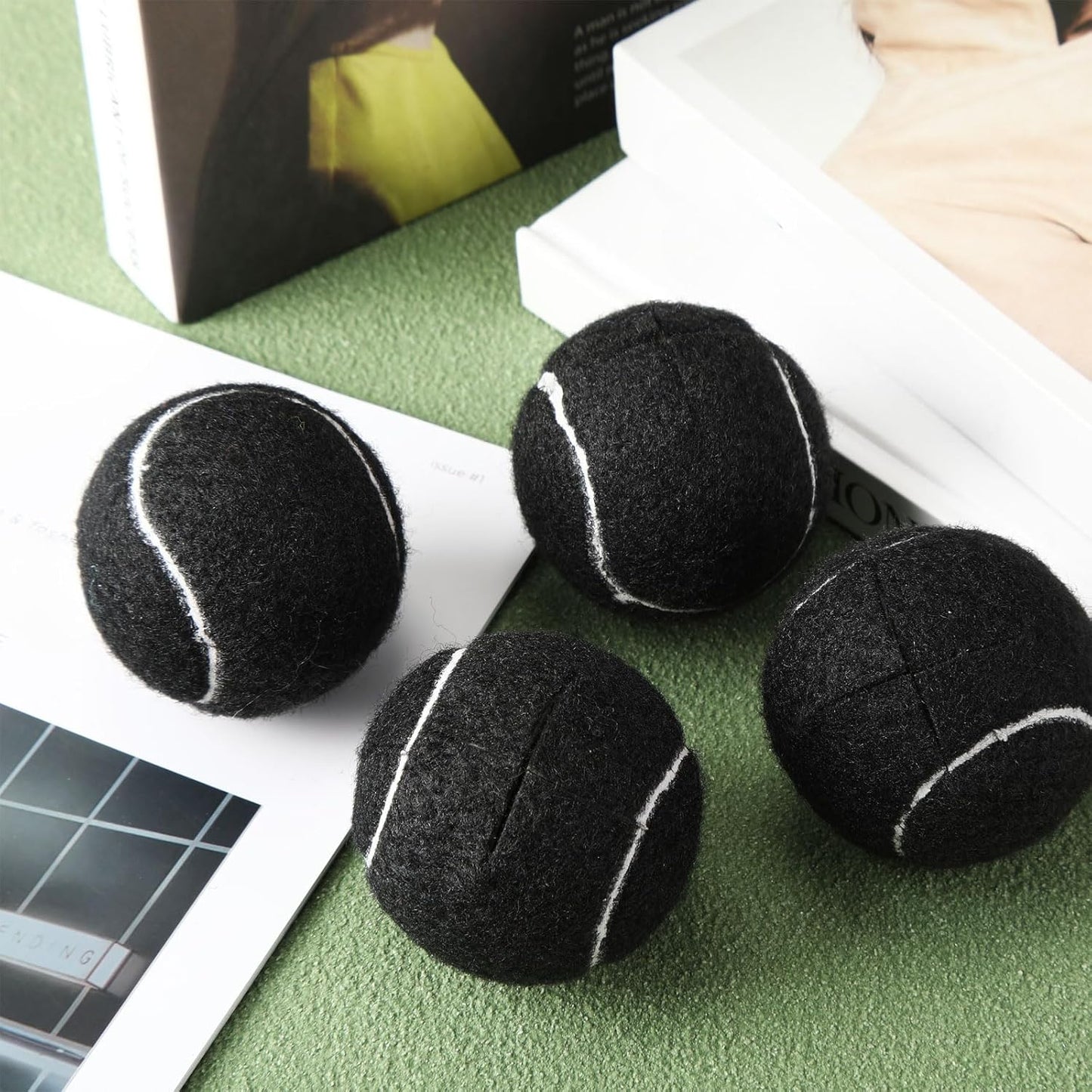40 Pcs Tennis Balls for Furniture Legs and Floor Protection Precut Tennis Balls for Chairs Tennis Ball Chair Foot Covers for Floor Protection Chair and Desk Legs Coverings (Black)