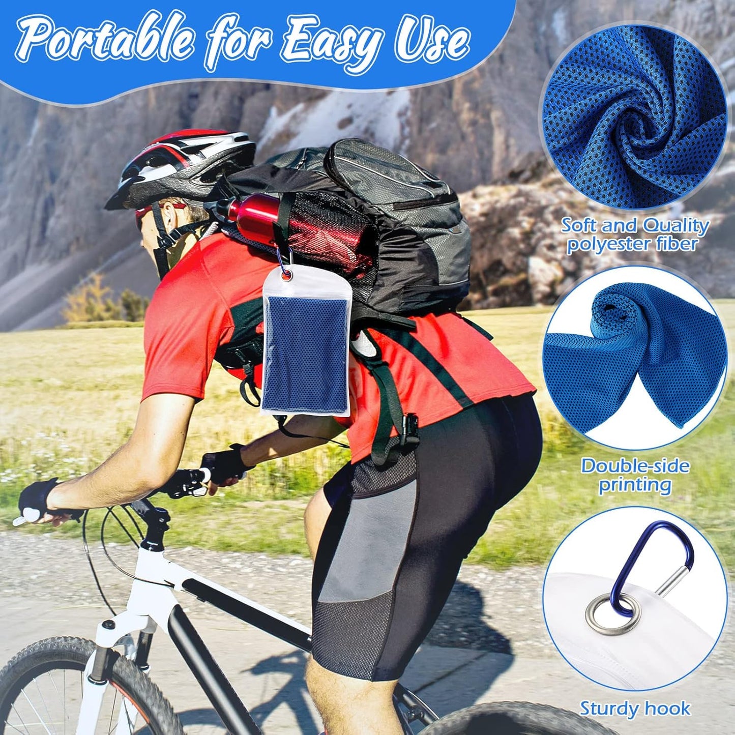 20 Pcs Cooling Towel 40 x 12 Ice Towel for Neck and Face Microfiber Chilly with Bag Breathable Yoga Gym Stay Cool Towels Sweat Rag for Workout Running Camping Pilates Beach Accessories (Royal Blue)