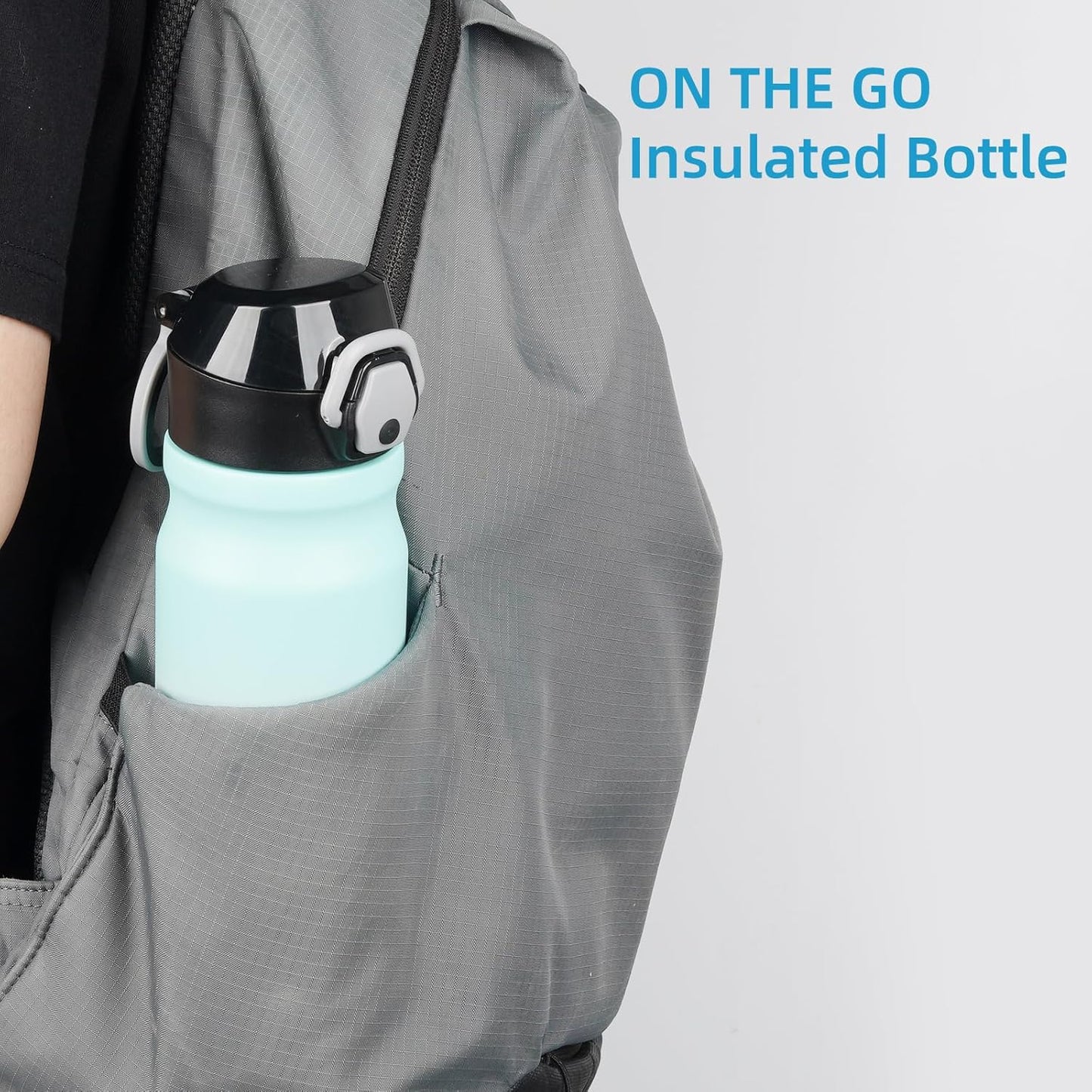 Insulated Water Bottle with Straw and Carry Loop,18 oz Stainless Steel Double Wall Vaccum Metal Water Flask with Leak-proof Lid,Gum