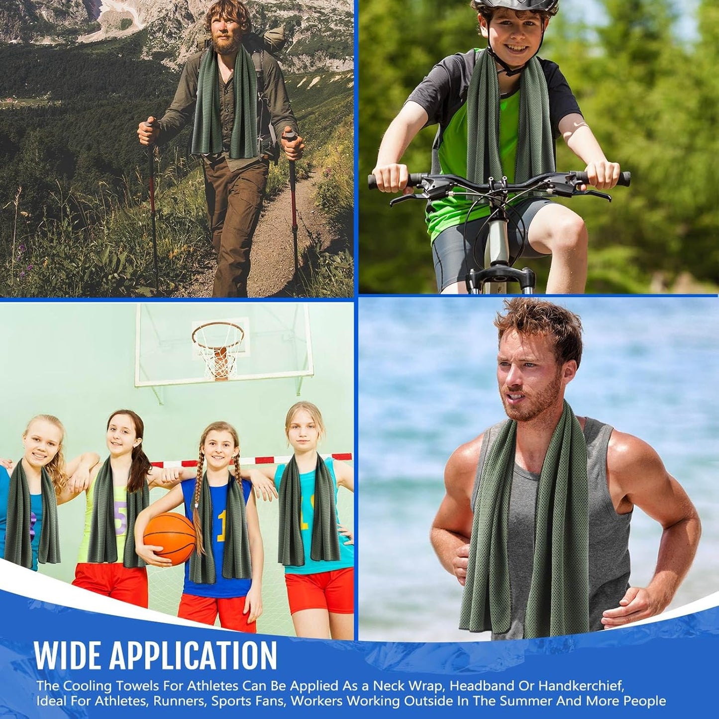 Hosuly 30 Pack Cooling Towels, 40"x12" Ice Breathable Soft Chilly Sweat Rag Microfiber Workout Rags for Gym Cooling Towels for Neck and Face for Yoga Golf Sport Running