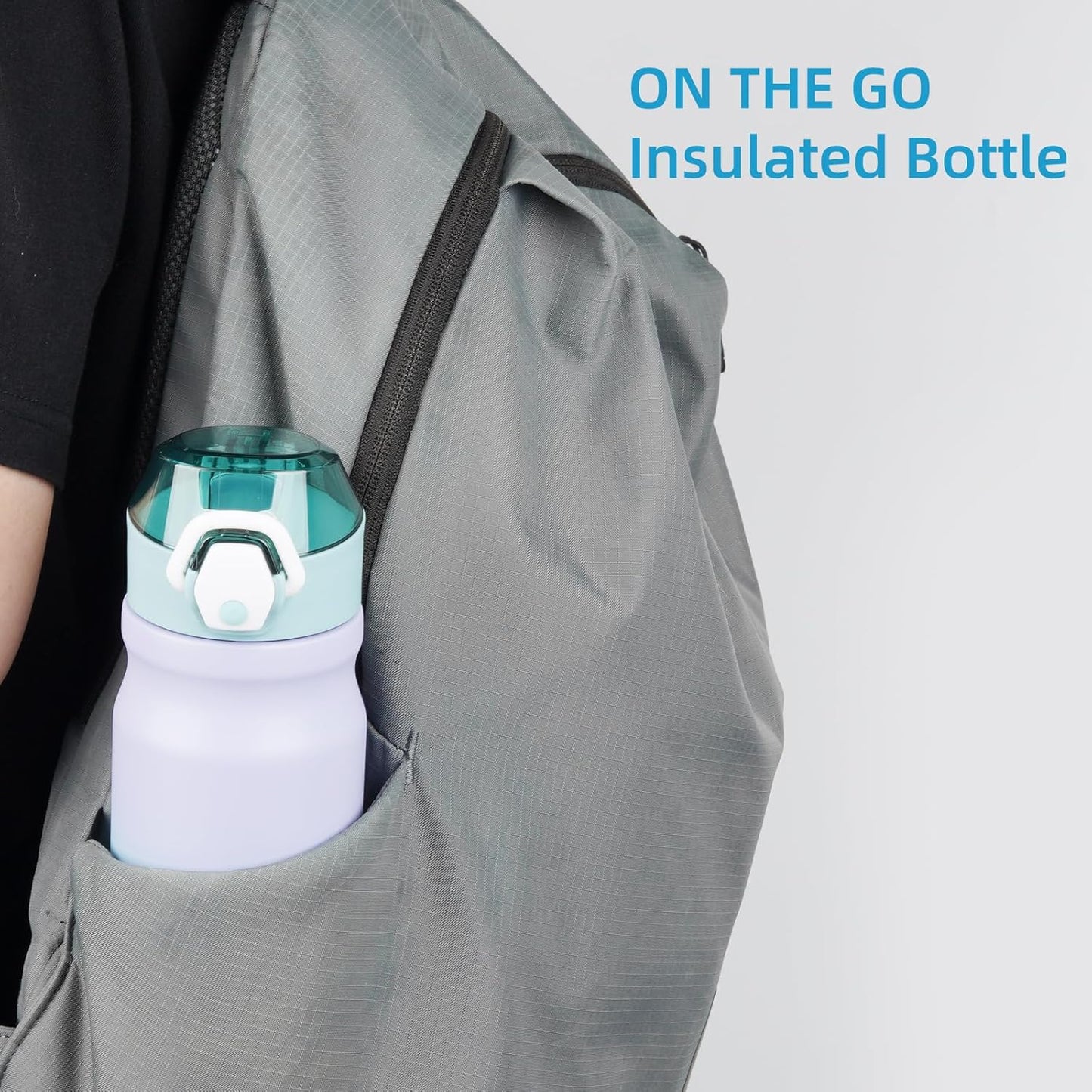 Insulated Water Bottle with Straw and Carry Loop,18 oz Stainless Steel Double Wall Vaccum Metal Water Flask with Leak-proof Lid,Oasis