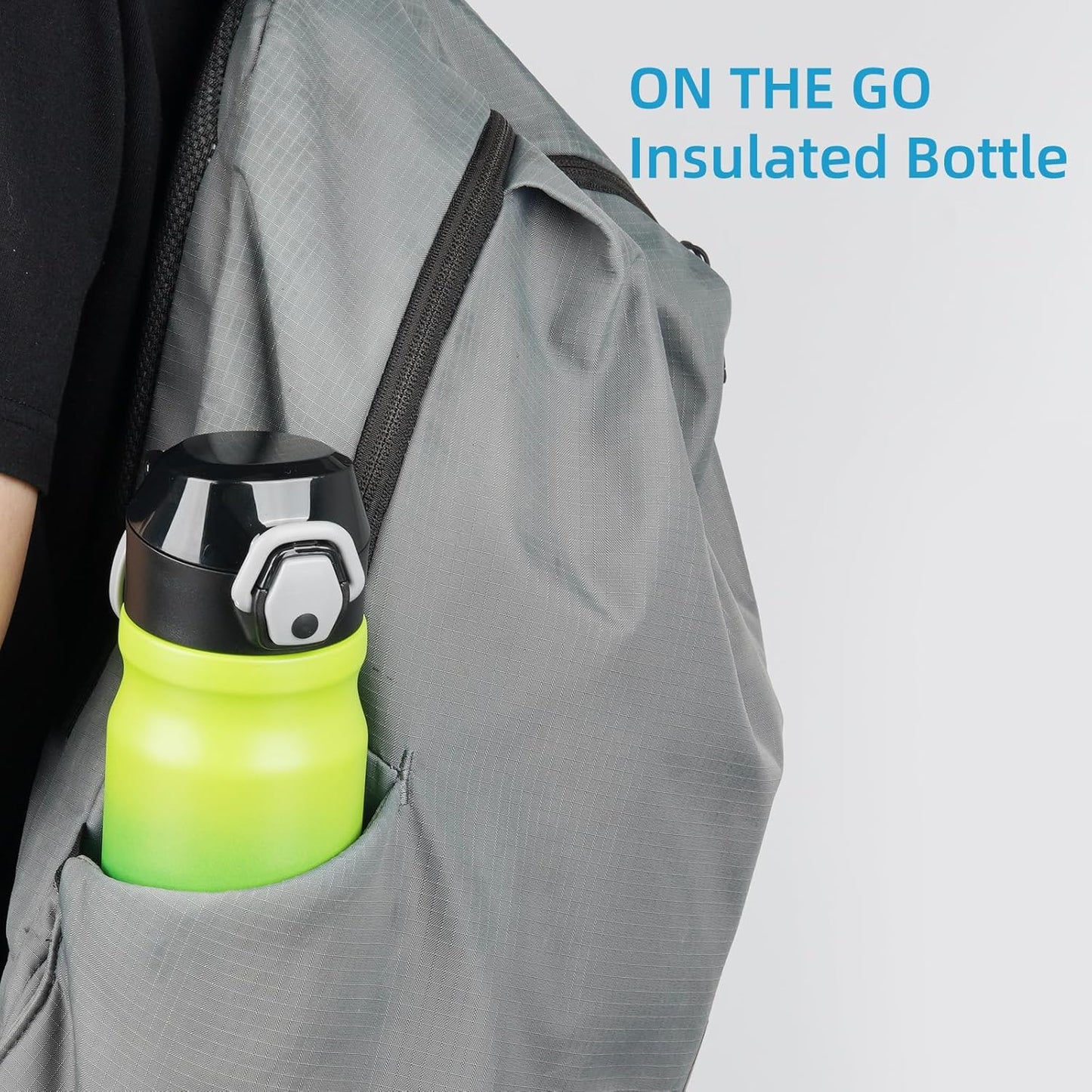 Insulated Water Bottle with Straw and Carry Loop,18 oz Stainless Steel Double Wall Vaccum Metal Water Flask with Leak-proof Lid,Matcha Green