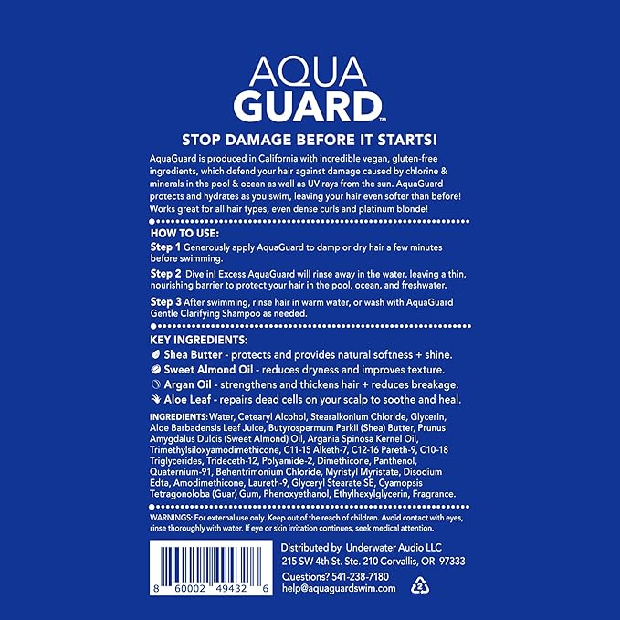 AQUA GUARD Pre-Swim Hair Defense | No More Swim Hair | Prevents Chlorine Damage + Softens Hair While Swimming | Made in California | Color Safe, Leaves Hair Smelling Great | 5.3 oz