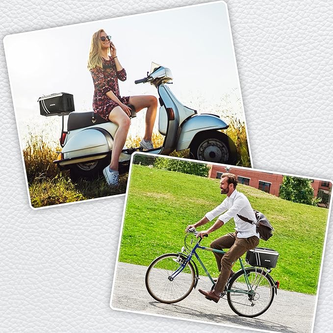 JXFUKAL Rear Bike Rack Bag with Rain Cover, 7L/9L/10L/12L Waterproof Bicycle Ebike Saddle Bag Cycling Pannier Trunk Carrier with Reflector & Adjustable Cord for Commuter Travel Outdoor