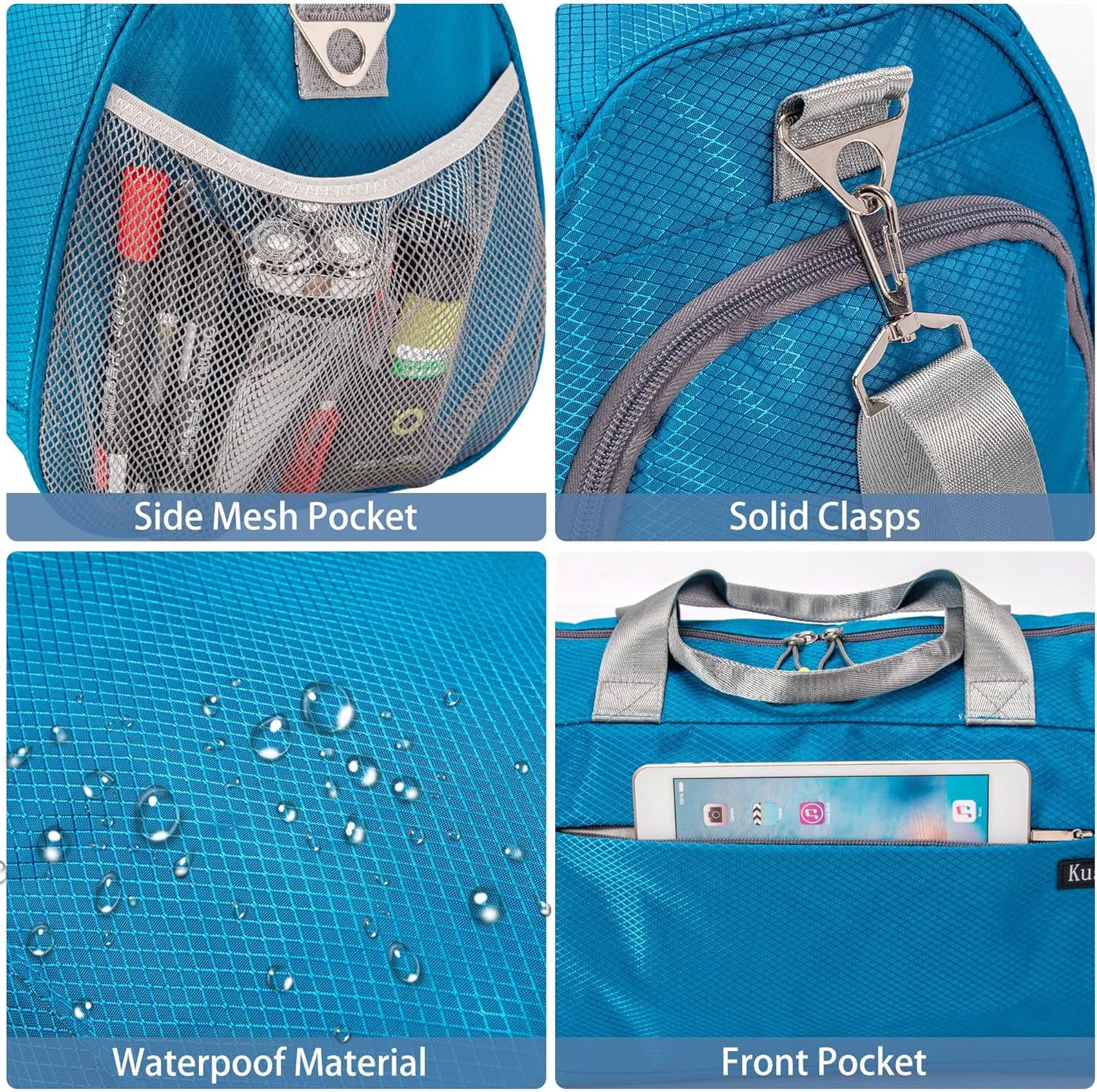 Kuston Sports Gym Bag with Shoes Compartment, Trolley Sleeve and Wet Pocket Gym Duffel Bag Overnight Bag-Upgraded