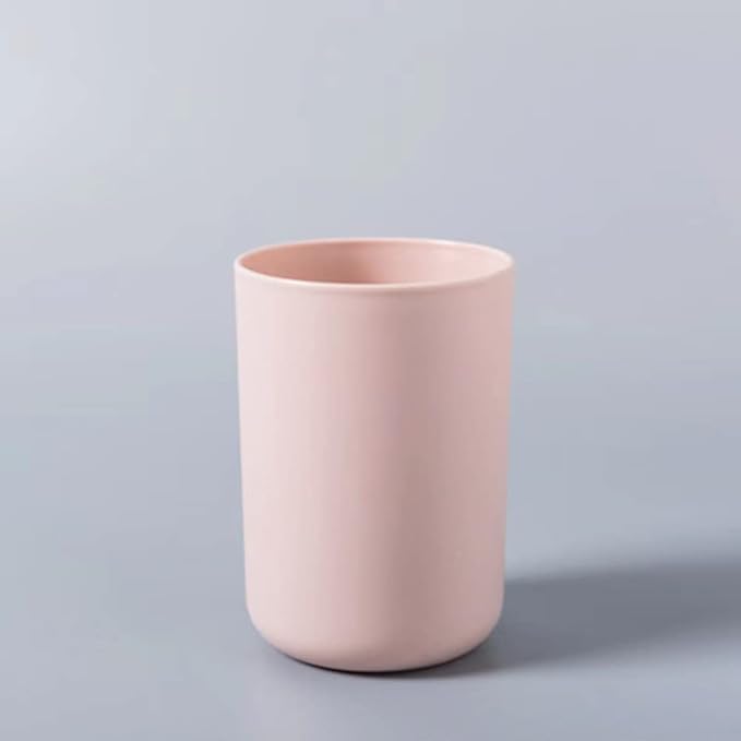 Simple Student Dormitory Plastic Toothbrush Cup Couple wash 2-Piece Set Solid Color Cups 300ml (10 oz) (Light Grey & Light Pink)