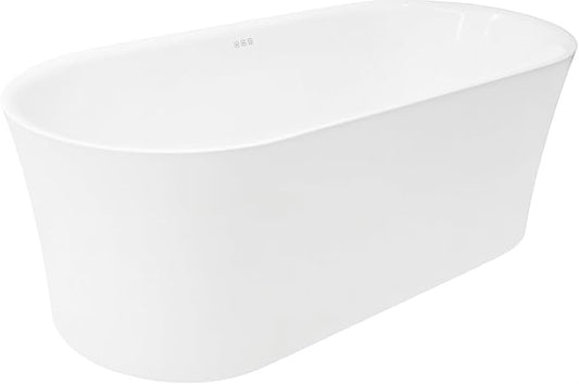 ANZZI 67" Freestanding Air Jetted Whirlpool Bathtub - White Acrylic Soaking Tub with LED Lights & Touch Controls | FT-AZ067