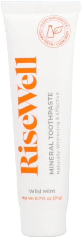 RiseWell Travel Mineral Toothpaste - All Natural Toothpaste Travel Size - Made in The USA, TSA Approved, No Added Fluoride, SLS-Free - for Stronger and Healthier Teeth (Wild Mint)
