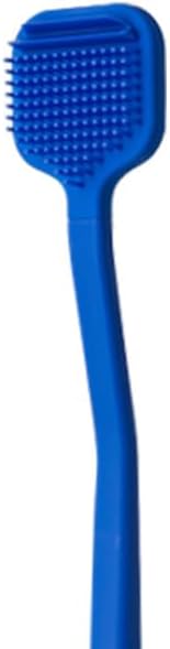 Tongue Scraper – Dual Scraper & 120 Micro Brushes for Fresh Breath, Soft TPE, Anti-Gag Design (Blue)