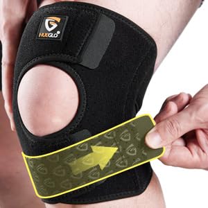 HUEGLO Plus Size Knee Brace for Women and Men Knee Pain Relief,Adjustable Patellar Tendon Support Strap Extra Large Knee Brace with Side Stabilizers for Meniscus Tear,Sports,XXX-Large