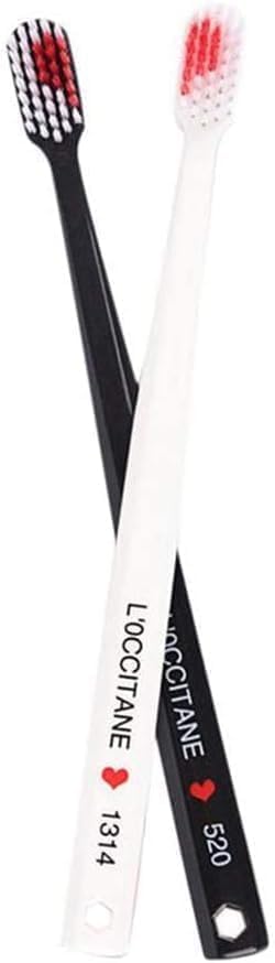 2Pcs Toothbrushes Black and White Heart Shaped Couple toothbrushes eco Friendly Nano toothbrushes Dental Care Brush Manual Toothbrushes Adult one Size Manual Toothbrushes and Accessories