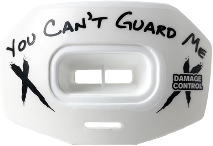 DAMAGE CONTROL Youth Football Mouth Guard – Breathable No Boil Mouthpiece, Protects Lips & Teeth, Works with Braces, Includes Helmet Strap – Sports Gear & Accessories (You Can't Guard Me)