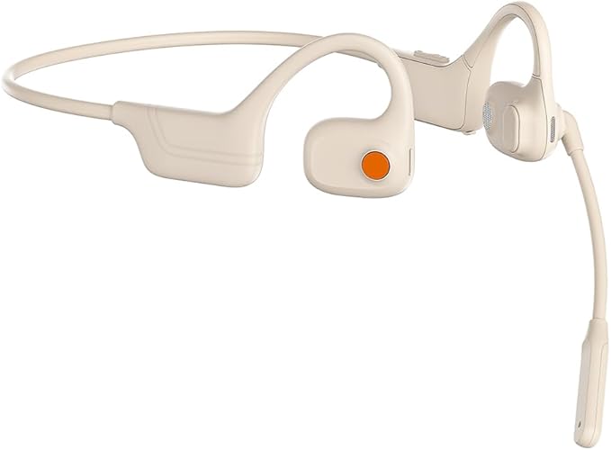 IHAO Open Ear Air Conduction Bluetooth Headphone Dual Mic Rotatable Boom Mic Active Noise Cancellation IPX5 Waterproof Bluetooth 5.4 Pain-Free Design for Sports Work Outdoor Activities-DG09 White