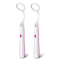 2 Pcs Dental Mirror with Light Tool LED Lighted Teeth Inspection Mirror Anti Fog Curve Angle Dentist Oral Care Tool (Red)